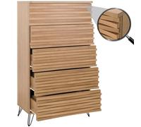 Mendler Commode HWC-M49 Design 3D 5 tiroirs métal 145x80x44cm Naturel