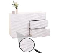 Mendler Commode HWC-M52, Armoire Sideboard, Design 3D tiroirs Push-to-Open, 81x120x42cm Blanc Brillant