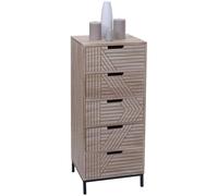 Mendler Commode HWC-N90, Armoire Highboard, Design 3D 5 tiroirs Bois métal 84x35x29cm - Naturel