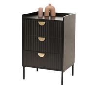 Mendler Commode HWC-O39, Armoire Highboard, 3 tiroirs mélamine MDF 77x50x42cm - Aspect Bois Noir