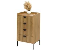 Mendler Commode HWC-O39, Armoire Highboard, 4 tiroirs Mélamine MDF 95x50x42cm - Naturel