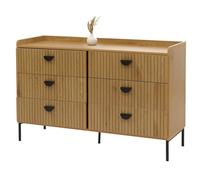Mendler Commode HWC-O39, Armoire Highboard, 6 tiroirs Mélamine MDF 80x120x44cm - Naturel