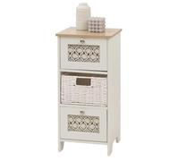 Mendler Commode HWC-O75 Bois mélaminé 63x30x30cm Naturel-Blanc