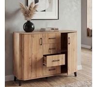 Mendler Commode HWC-P42, Buffet, 4 tiroirs, 2 Portes, MDF 92 x 120 x 40 cm - Aspect chêne Wotan
