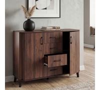Mendler Commode HWC-P42, Buffet, 4 tiroirs, 2 Portes, MDF 92 x 120 x 40 cm - Aspect Noyer