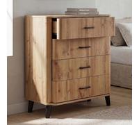 Mendler Commode HWC-P42, Buffet, 4 tiroirs, MDF 92 x 80 x 40 cm - Aspect chêne Wotan