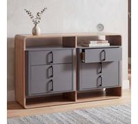 Mendler Commode HWC-P43 80 x 120 x 42 cm, Aspect chêne Rivera, Gris foncé