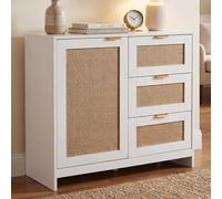 Mendler Commode HWC-P50 MDF mélaminé façade Lin Blanc