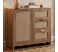 Commode HWC-P50, armoire buffet haut, tiroirs, compartiment de rangement, façade en MDF mélaminé lin marron