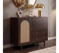 Mendler Commode HWC-P52 mélamine 95x100x40cm Aspect Noyer