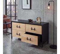 Mendler Commode HWC-Q66 60x120x40cm Bois Naturel métal Noir