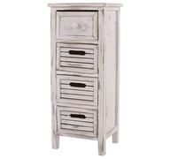 Mendler Commode/Table d'appoint/Armoire, 4 tiroirs, 30x25x74cm, Shabby, Vintage - Blanc