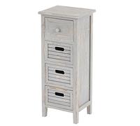 Commode / table d'appoint / armoire, 4 tiroirs, 30x25x74cm, shabby, vintage, gris Gris G