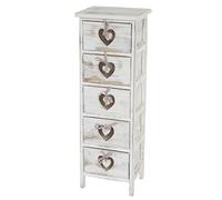 Commode / Table D'appoint Forli / Armoire, 5 Tiroirs, 86x29x25cm, Shabby, Vintage Blanc Multicolore
