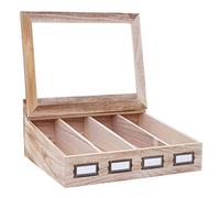 Mendler Écrin à couvert HWC-C25, boîte en bois avec abattant, paulownia 17x37x33cm - brun naturel