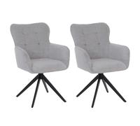 Mendler Ensemble de 2 chaises de Salle à Manger HWC-Q35 Chenille (680 g/m²) Gris Clair