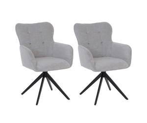 Mendler Ensemble de 2 chaises de Salle à Manger HWC-Q35 Chenille (680 g/m²) Gris Clair