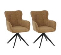 Mendler Ensemble de 2 chaises de Salle à Manger HWC-Q35 Chenille (680 g/m²) Jaune Moutarde