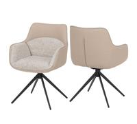 Mendler Ensemble de 2 chaises de Salle à Manger HWC-R23 Chenille Beige