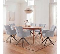 Mendler Ensemble de 6 chaises de Salle à Manger HWC-Q35 Chenille (680 g/m²) Gris Clair