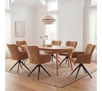 Mendler Ensemble de 6 chaises de Salle à Manger HWC-Q35 Chenille (680 g/m²) Jaune Moutarde