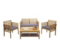 Mendler Ensemble de Jardin HWC-E99b, Bois d'acacia Massif - Coussins Gris foncé