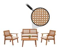 Mendler Ensemble de Jardin HWC-N46 Bois Acacia certifié MVG Coussin crème