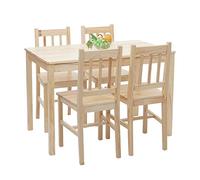 Mendler Ensemble de salle à manger HWC-F77 bois massif 110 cm bois de pin finition lasure Marron