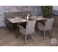 Mendler Ensemble de Salle à Manger HWC-G55 2 chaises et Banquette 180cm Chenille Gris foncé