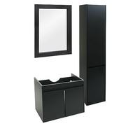 Ensemble Pour Salle De Bain Hwc-L86, Lavabo Miroir Mural Armoire Suspendue Meuble De Salle De Bain, Mvg Mélaminé Noir Multicolore