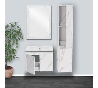 Mendler Ensemble pour Salle de Bain HWC-L86 MVG mélaminé Imitation marbre Blanc