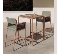 Mendler Ensemble Table de Bar + 2 tabourets de Bar HWC-Q12 Vert
