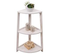 Mendler Étagère d'angle HWC-K44 80x37x37cm MDF en Paulownia certifié MVG Shabby Blanc