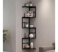 Étagère d'angle HWC-O99, étagère suspendue, étagère murale, étagère d'angle, 5 niveaux, métal industriel, mélamine MVG 128x30x30cm noir
