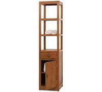 Étagère en teck HWC-M86, armoire de salle de bain Étagère de salle de bain, teck de haute qualité B-Grade (bois de coeur, 20-30 ans), 180x40cm Marron