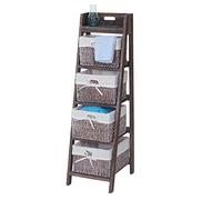 Mendler Étagère Goiana avec 4 paniers 101x30cm Style Shabby Marron