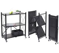 Mendler Étagère HWC-J85 Pliable Acier Noir 3 Niveaux