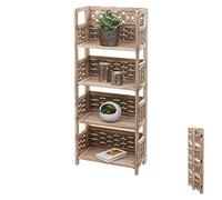 Mendler Étagère HWC-K86, Étagère sur Pied, Pliable 4 étagères, Bois 110cm - Brun, tressage Brun