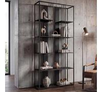 Mendler Étagère HWC-P12 mélamine certifiée MVG 180x80x31cm Noir