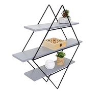 Etagère Murale Hwc-A80, Étagère Suspendue, Design Industriel Bois Véritable 60x55x12cm Gris-Bleu Multicolore