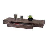 Mendler - Étagère murale HWC-H37 - Bois de paulownia, tiroir, 8 x 80 x 25 cm - Brun shabby