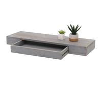 Mendler Étagère Murale HWC-H37 Tiroir Bois Massif 8x80x25cm Gris, Shabby