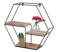 Étagère Murale Hwc-K76, Étagère Suspendue Étagère Flottante, 3 Étagères Métal Bois Massif Industriel 43x49x11cm Naturel Multicolore