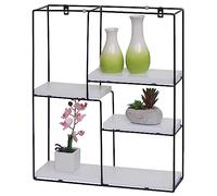 Étagère Murale Hwc-K76, Étagère Suspendue Étagère Flottante, 4 Étagères Métal Massif-Bois Industriel 51x40x11cm Blanc Multicolore