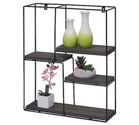 Mendler Étagère Murale HWC-K76 4 étagères métal 51x40x11cm Gris foncé