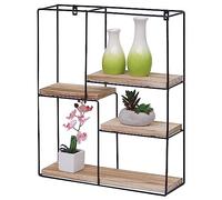 Étagère Murale Hwc-K76, Étagère Suspendue Étagère Flottante, 4 Étagères Métal Bois Massif Industriel 51x40x11cm Naturel Multicolore