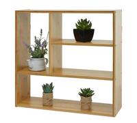 Mendler Étagère Murale HWC-M22, Étagère Suspendue Étagère Flottante avec 4 Compartiments, Bambou 50x50x15cm