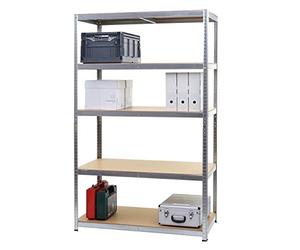 Mendler Etagère Robuste HWC-E33, pour Rangement,Acier,Charge maximale 875 kg, 5 étagères - galvanisé 200x120x60cm