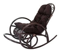 Mendler Fauteuil à Bascule HWC-C40, Rocking-Chair, Fauteuil en rotin, Marron - Coussin Marron