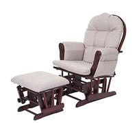 Mendler Fauteuil à Bascule HWC-C76, avec Repose-Pied, Tissu - crème-Gris